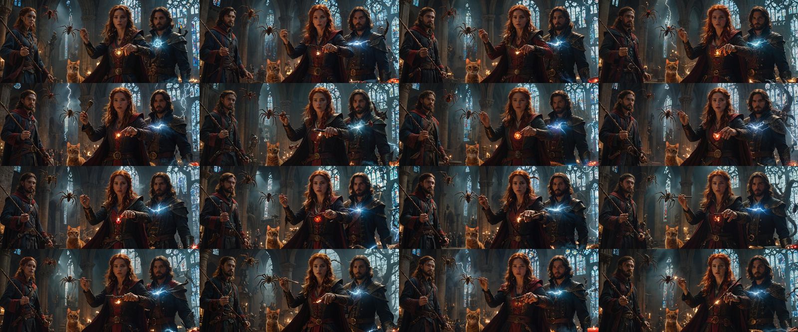 Mages in Cathedral Confront Spiders: Cinematic Still