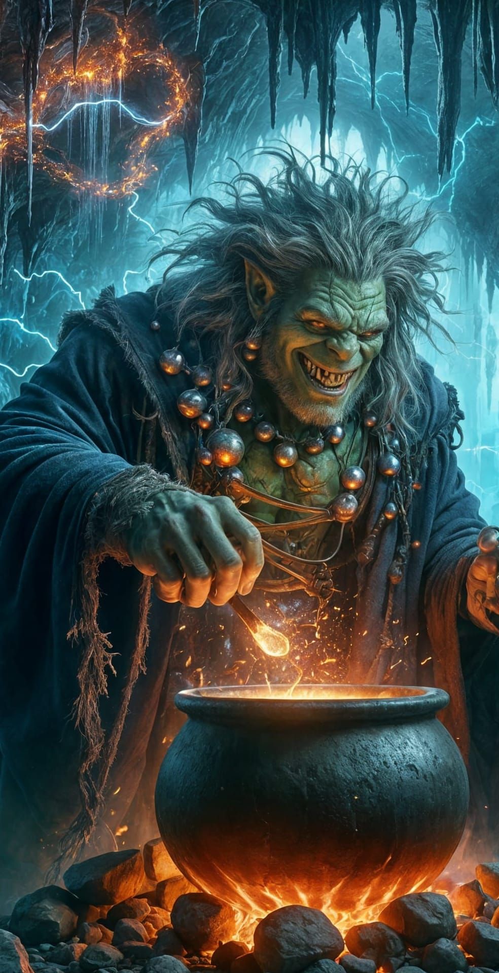 Grokthar Zhulgrin the Evil Orc Sorcerer Brews a Caustic Poti...
