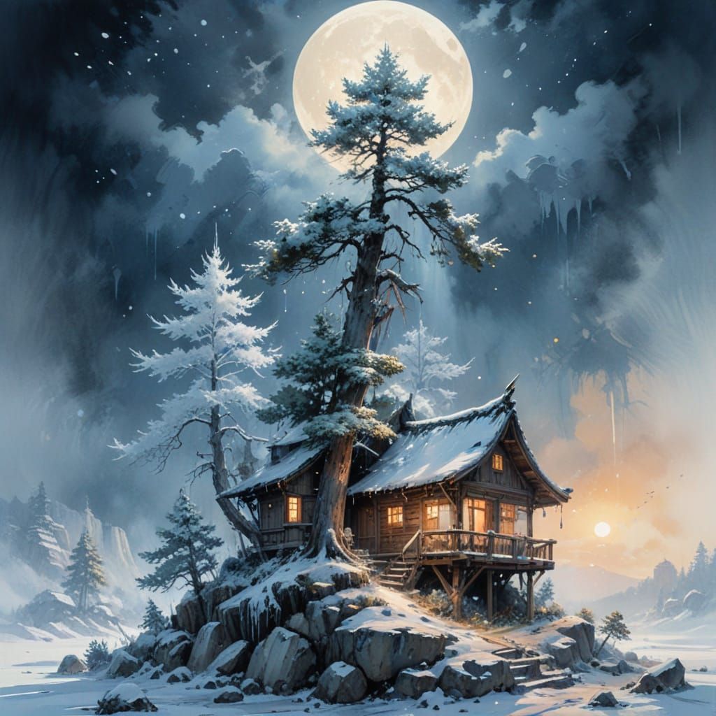 Winter Wonderland in Watercolor Art Style