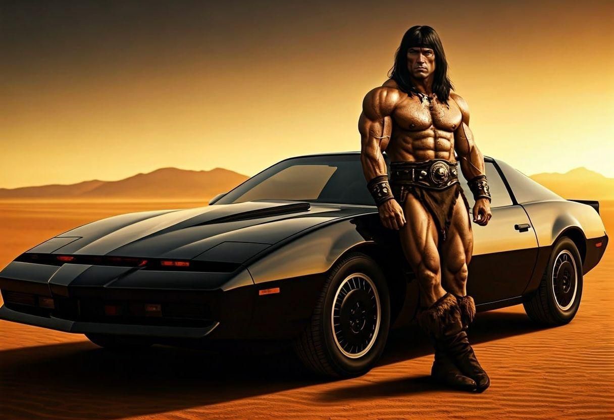 Conan the Barbarian Meets KITT in Desert Sunset