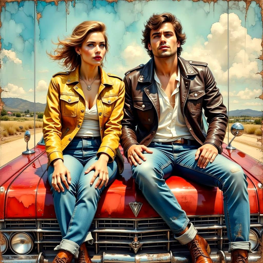 Nostalgic Diner Scene in Impasto Oil Style