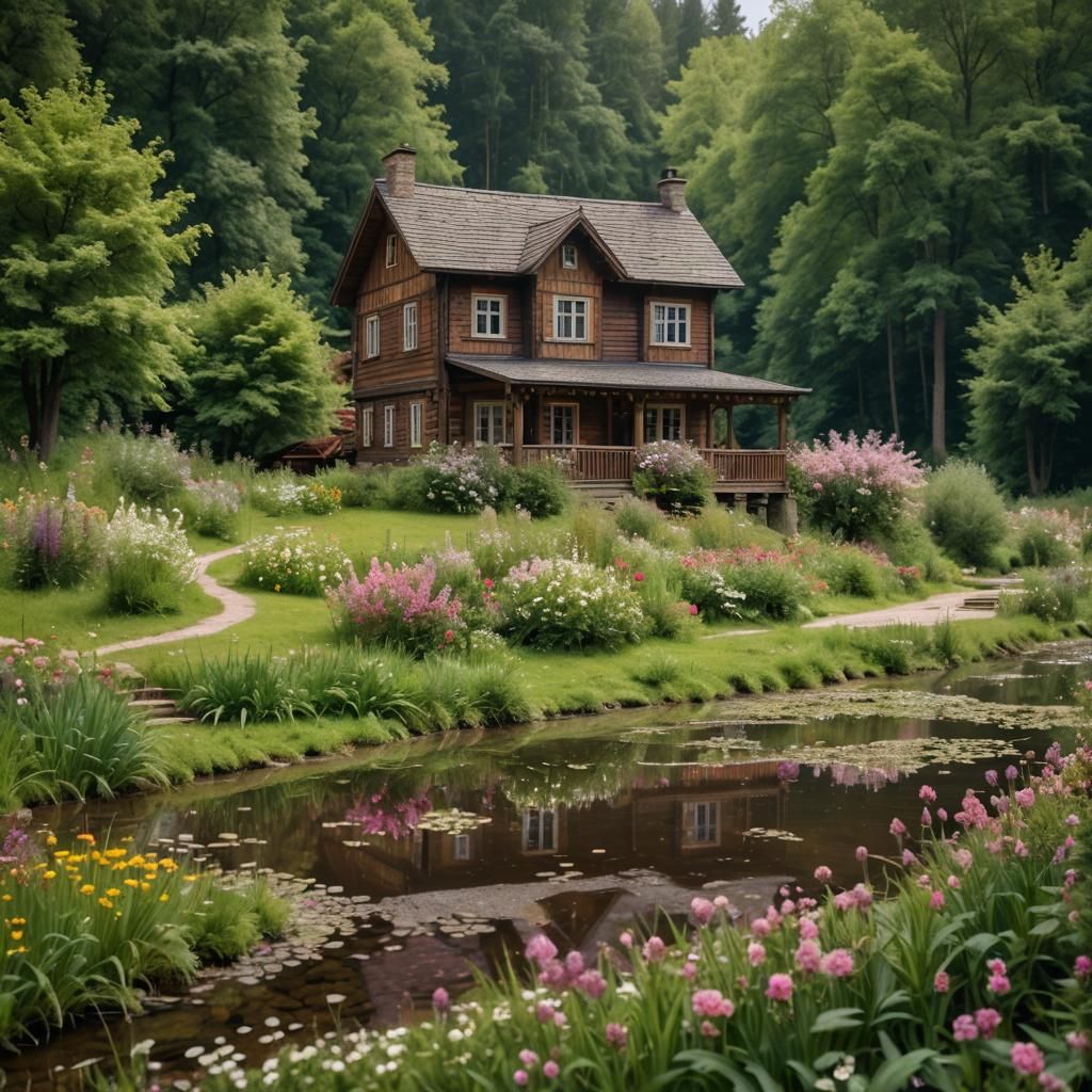 Wooden House in Forest Clearing: Professional Photography