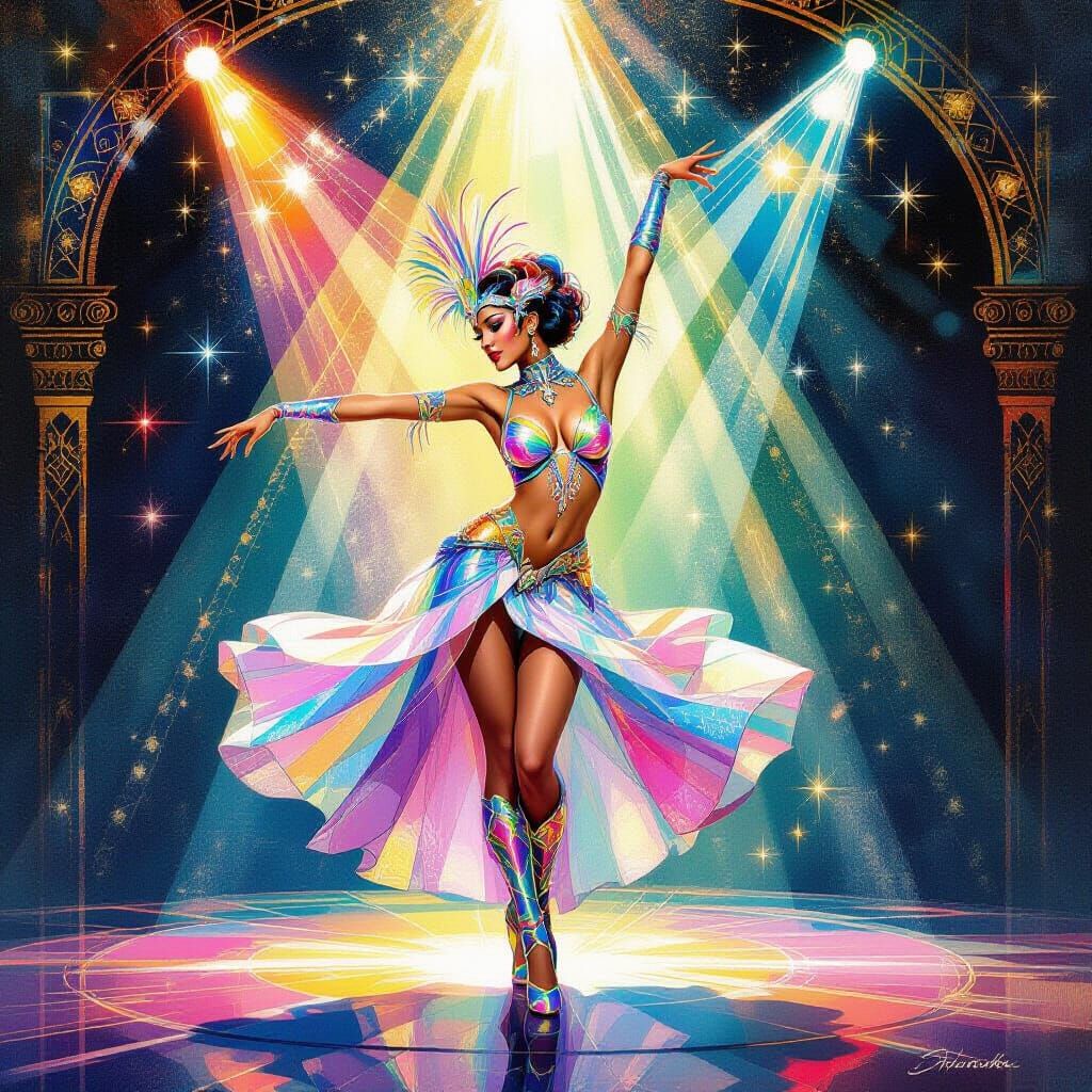 Futuristic Dancer in Art Deco Style