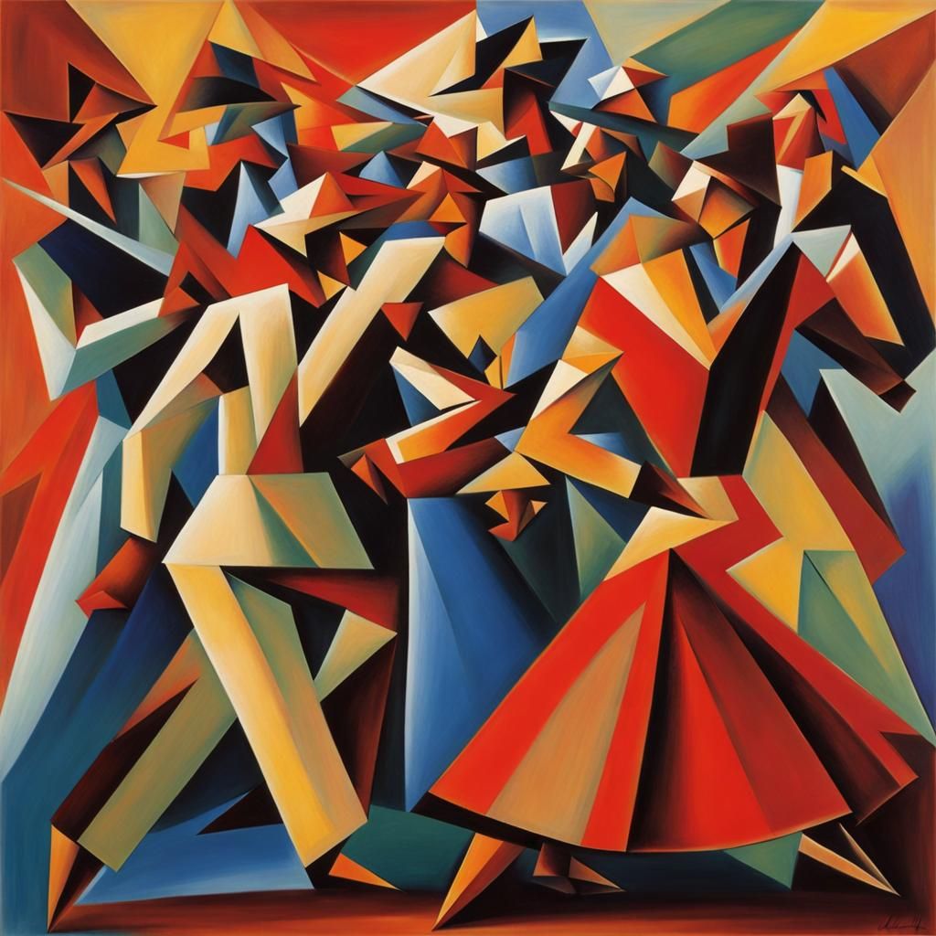 Dynamic Conga Solo in Abstract Cubism Style