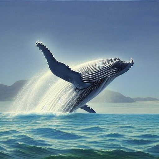 Whale and Calf in Gurney Style Oil Painting
