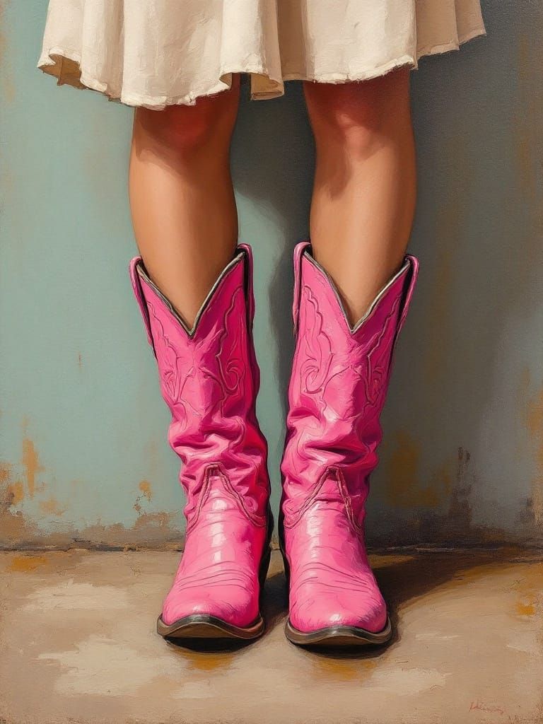 Vibrant Cowboy Boots in a Textured Landscape