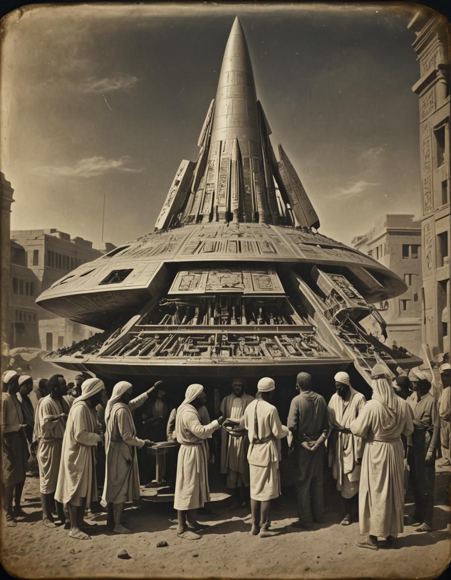 Ancient Egyptians Build a Rocket: Hyperrealistic Daguerreoty...