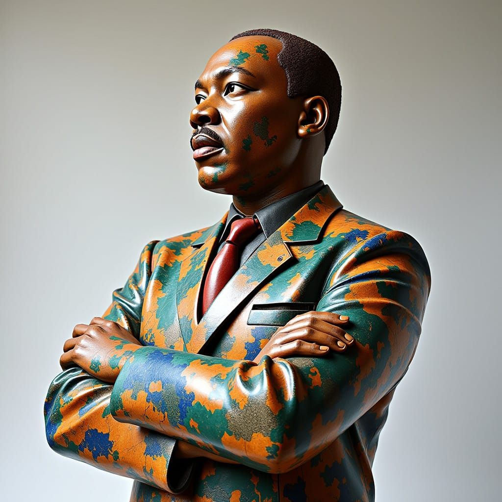 Martin Luther King Jr. in Vibrant African Marble Sculpture