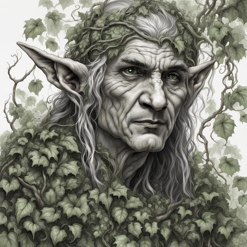 Monochromatic Elf Covered in Vines