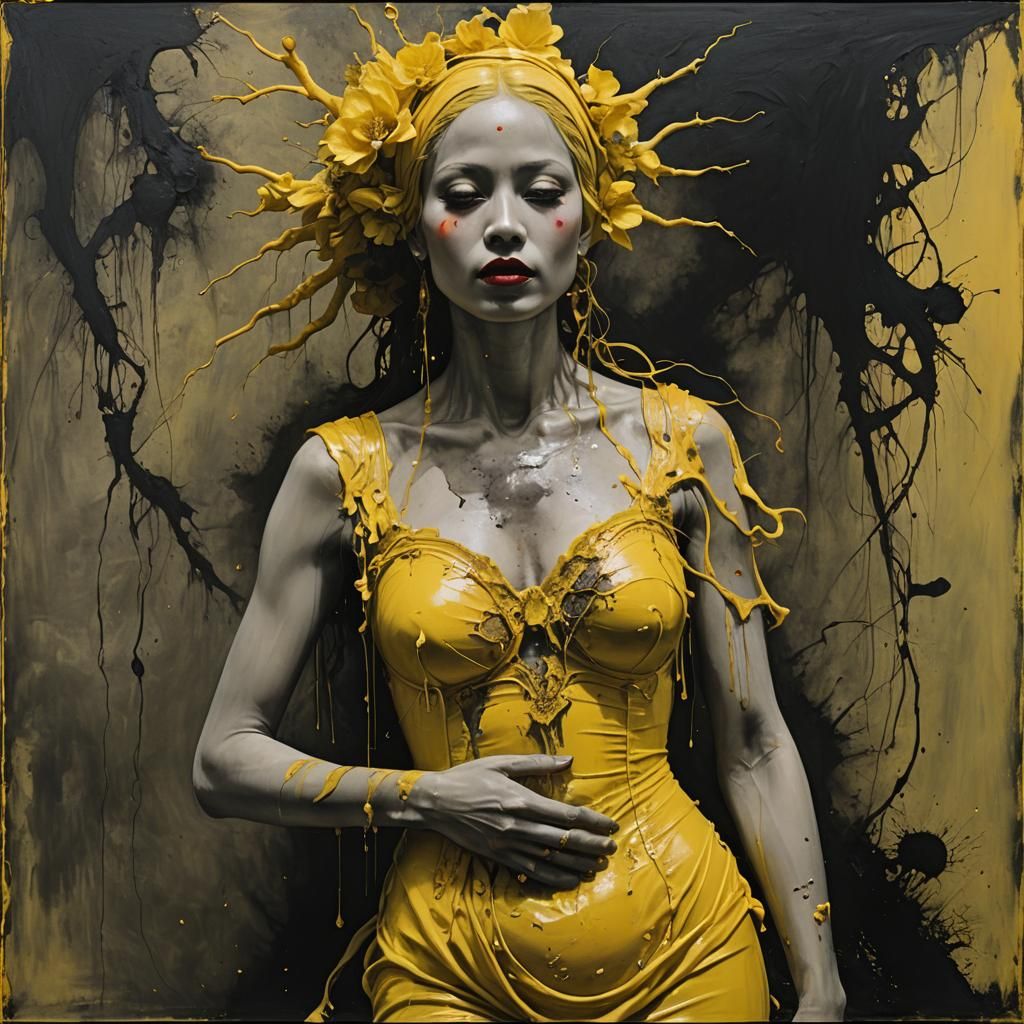 Ghostly Silhouette of Woman in Impasto Oil Painting