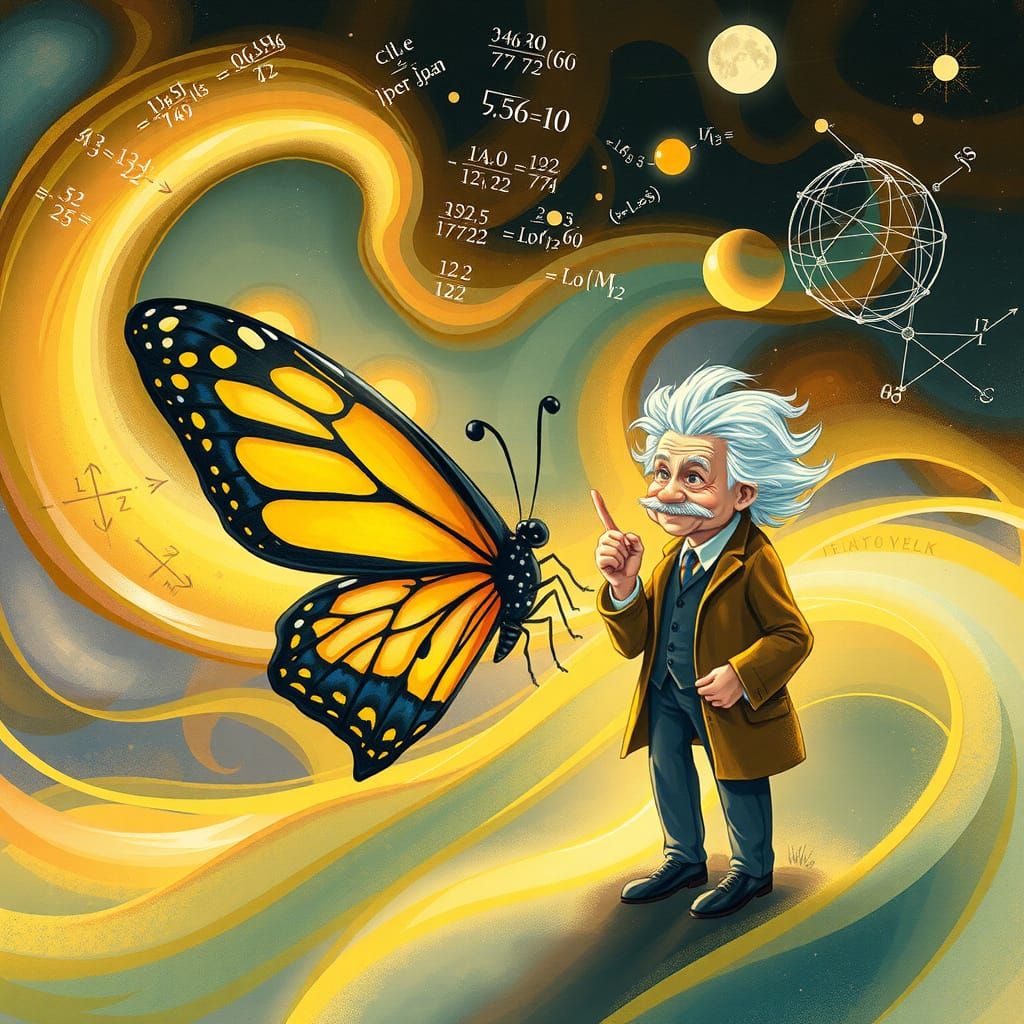 Butterfly's Relativity Puzzle: An AI Generated Image
