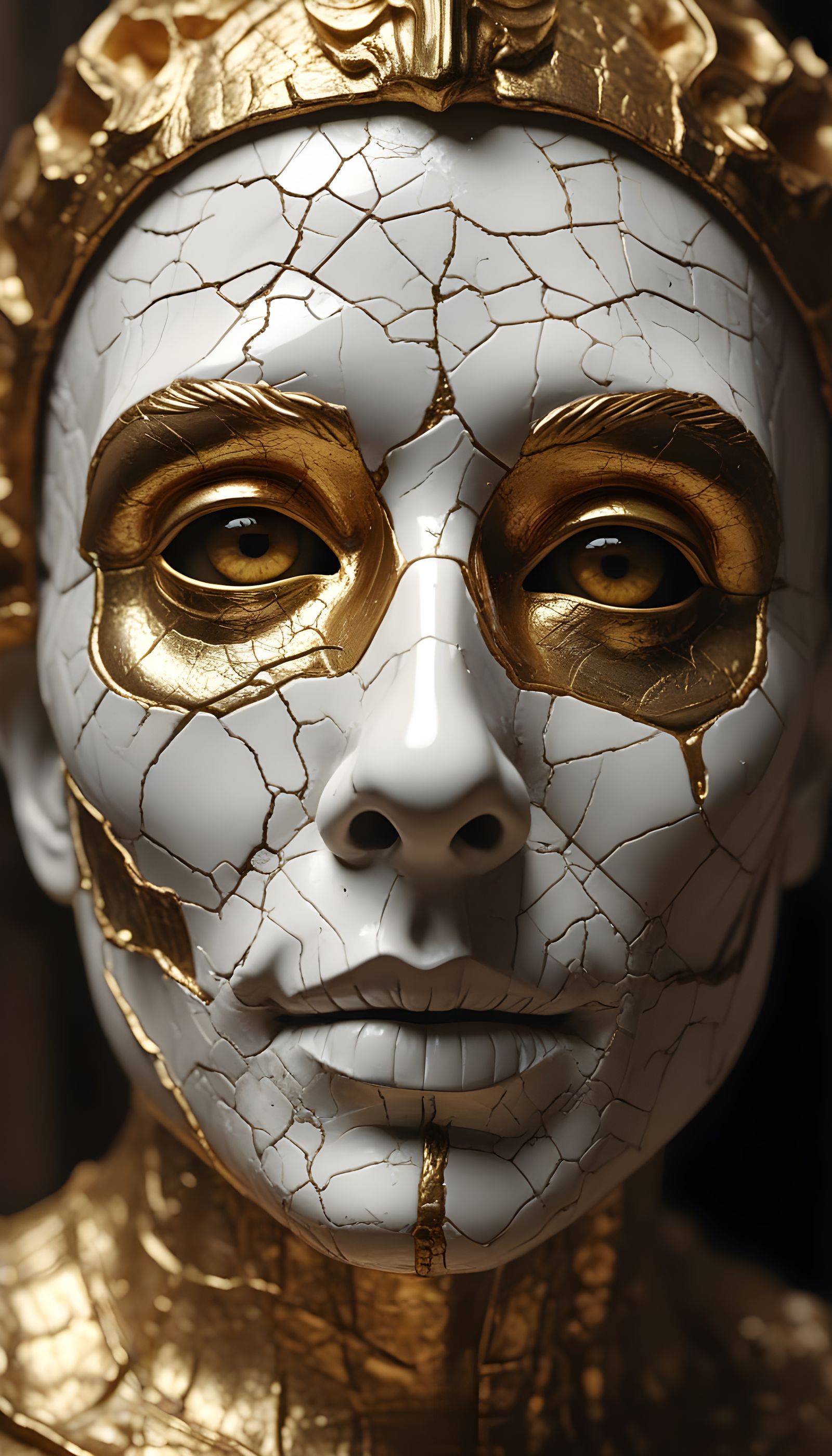 Cracked Porcelain Death Mask: A Haunting Beauty