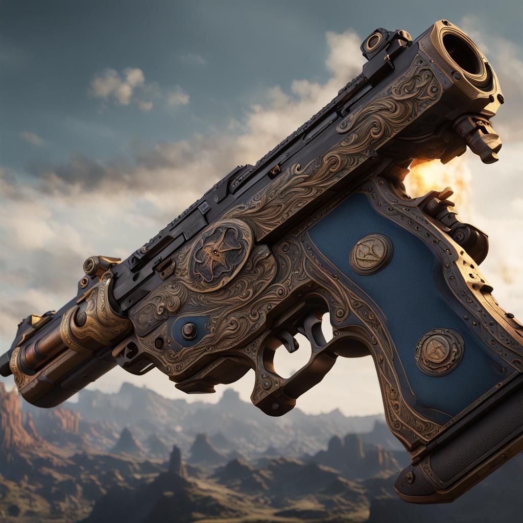 Detailed Gun Matte Painting in Deep Color