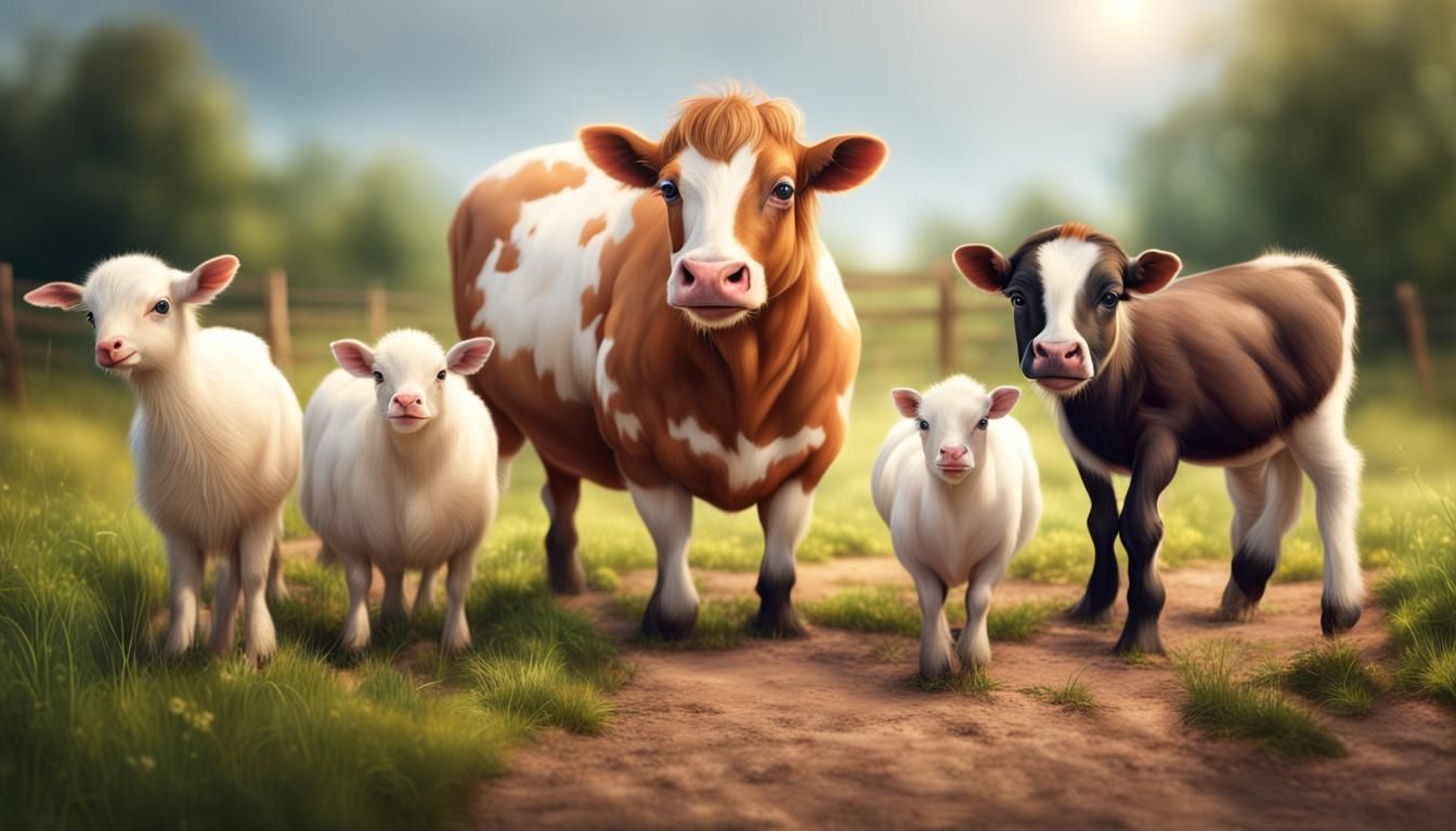 Photorealistic Cute Farm Animals