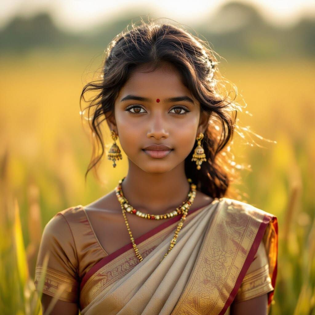 Sri Lankan Girl in Golden Light: A Cinematic Portrait