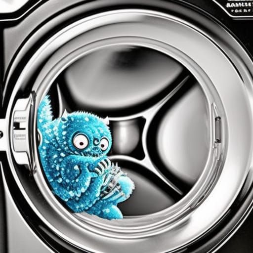 Monster Trapped in Washing Machine: Hyperrealistic Nightmare