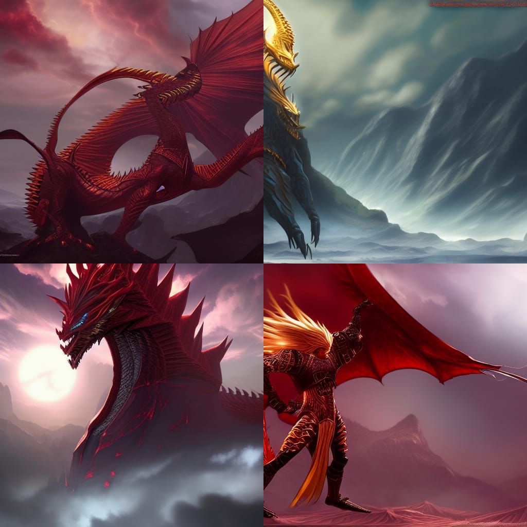 Gilgamesh Battles Dragon: Detailed Matte Painting