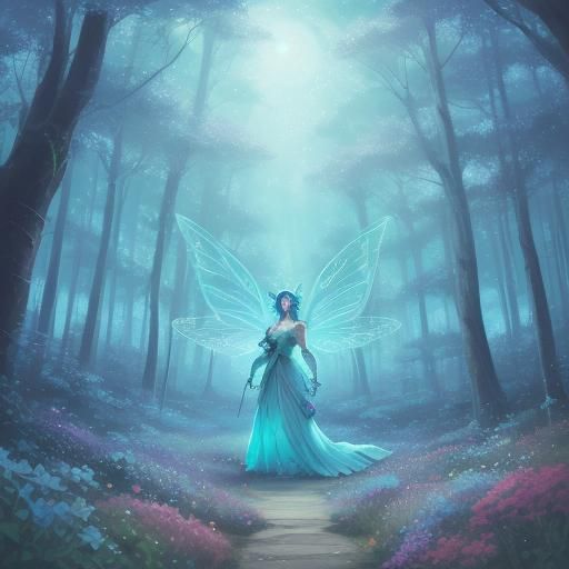 Benevolent Fairy Godmother in Turquoise Anisotropic Painting