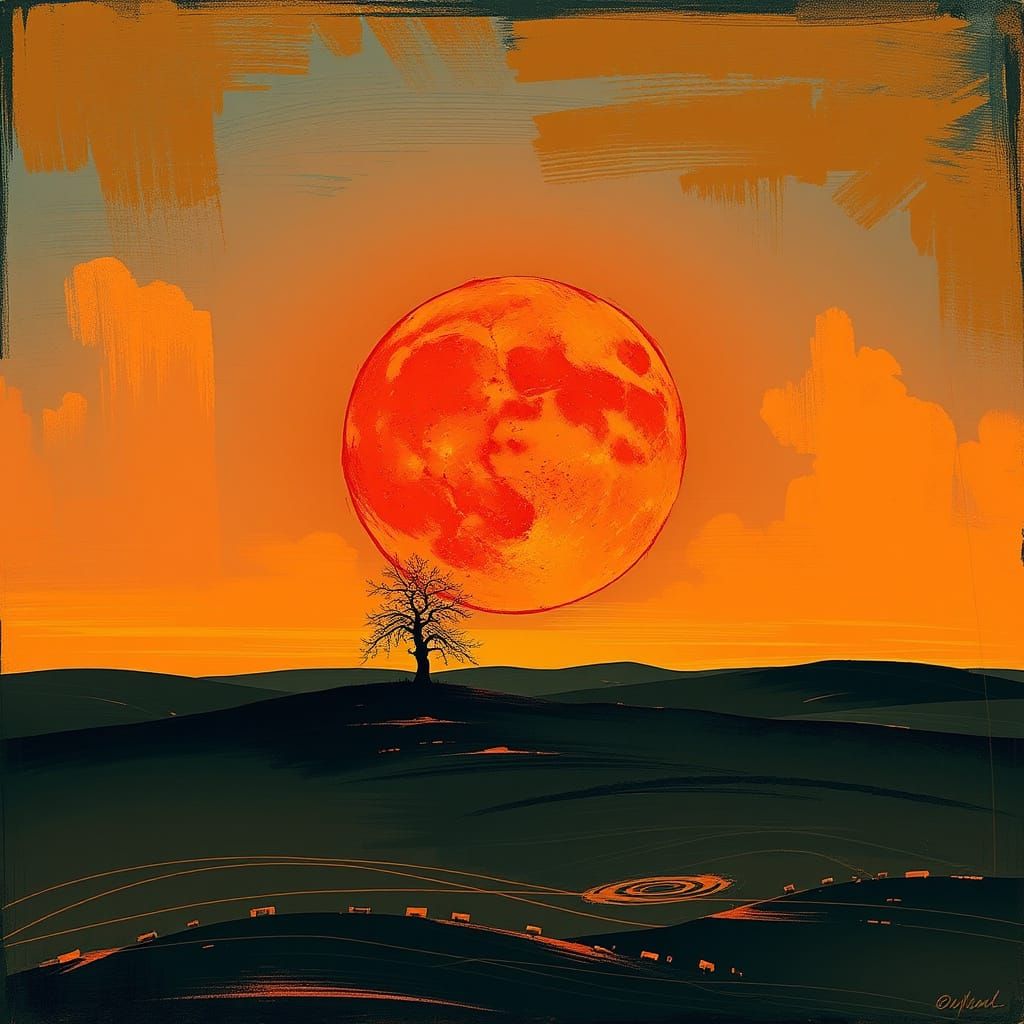 Surreal Sunset in Burnt Orange