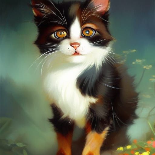 Adorable Steampunk Cat in Studio Ghibli Style