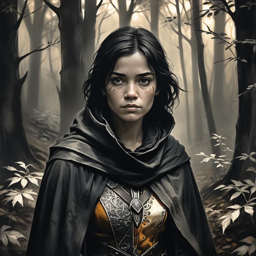 Medieval Ebony Haired Ranger in Dark Academia Style