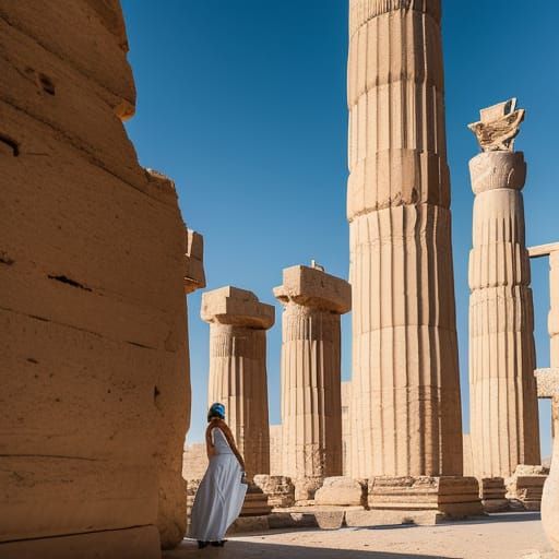 Egyptian Temple Ruins: 19th Century Art Nouveau Portrait