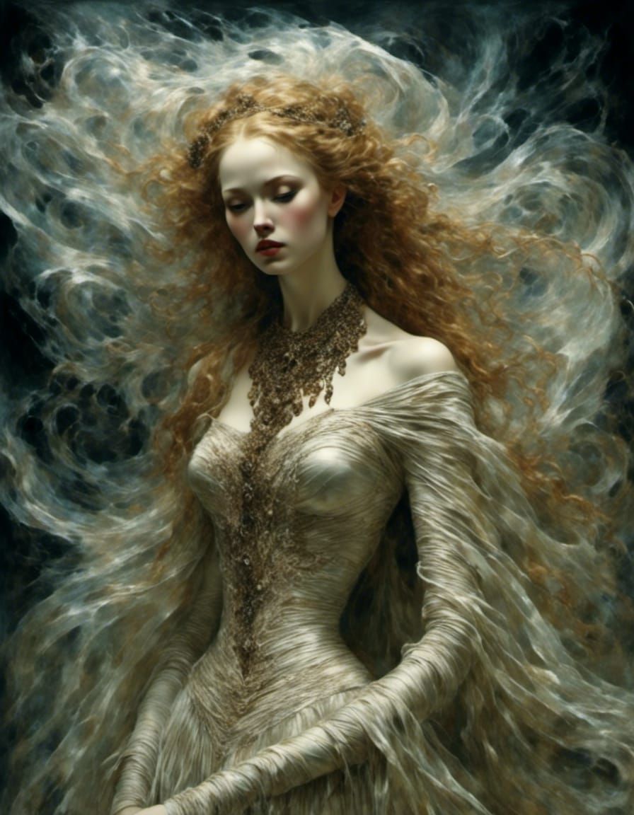 Ethereal Ghost Emerges from Darkness in Renaissance Style