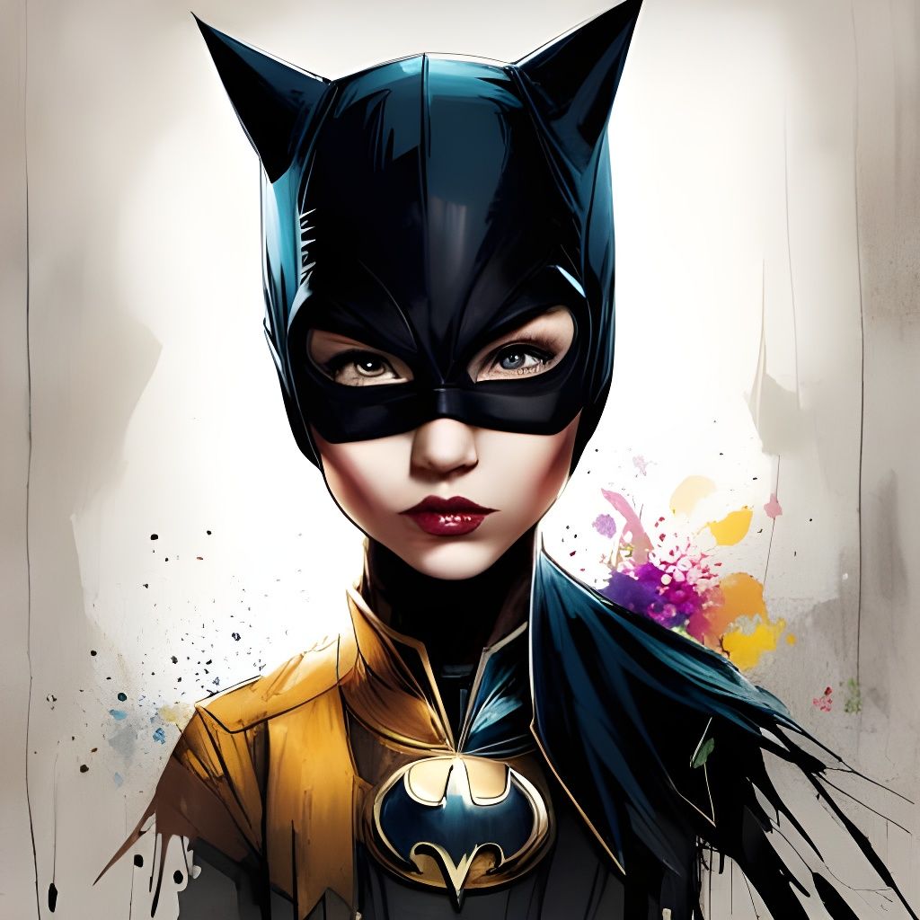 Dramatic Batgirl Portrait in Dark Fantasy Style