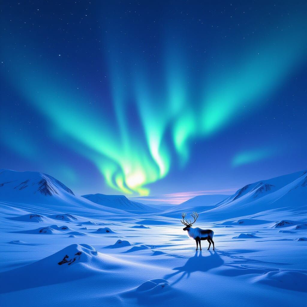 Vibrant Aurora Borealis Over Arctic Tundra