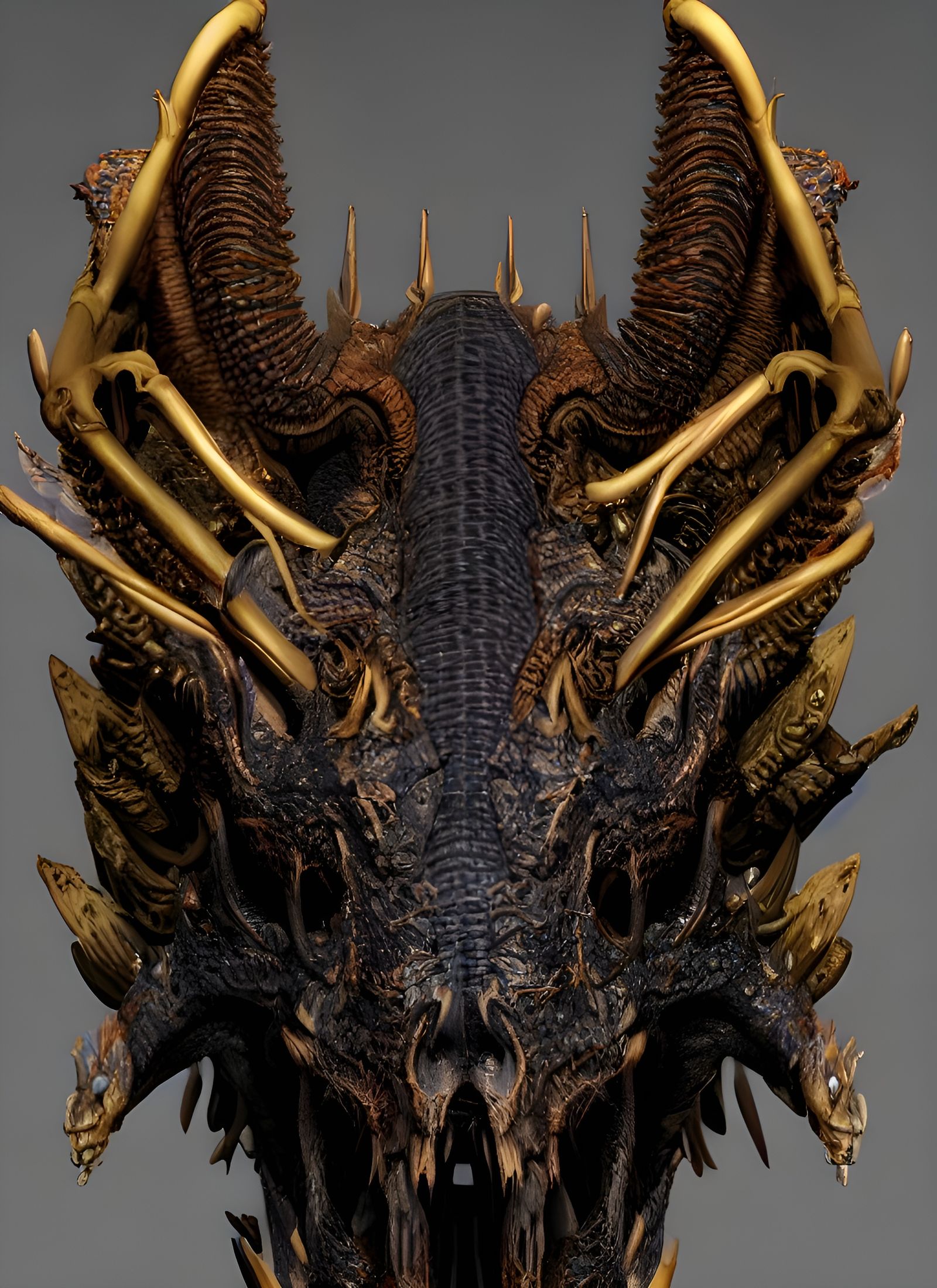 Aetherpunk Dragon Skull with Intricate Carvings
