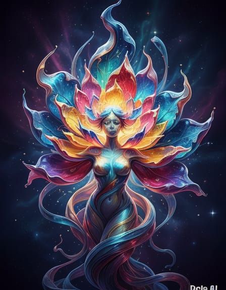 Vivid Glass Cosmic Nebula in Vastness - Blown Glass Art