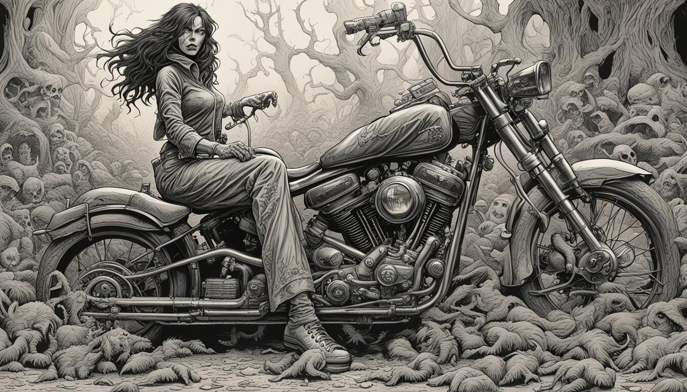 Wicked she devil-
 intricately detailed; Bernie Wrightson,
 Artist style of Tony Moore,...