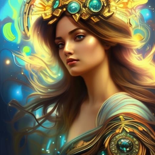 Goddess of Time and Space in Hyperrealistic Style