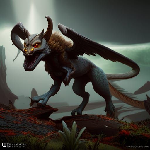 Winged Serpent Werewolf Fantasy Concept Art