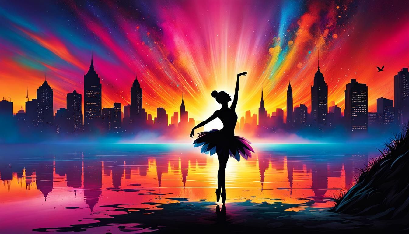 Fairy Ballerina Silhouette in Graffiti Splash Art