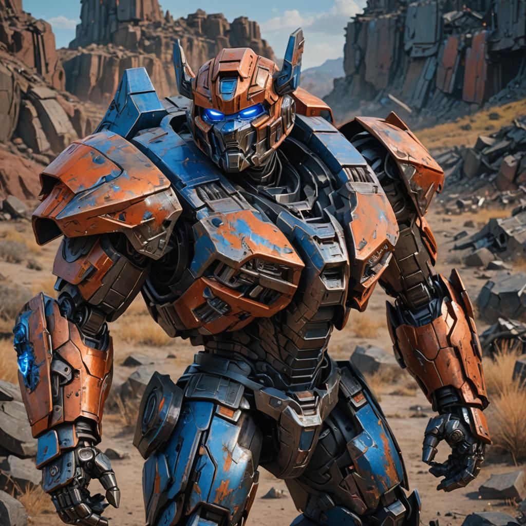 Ironhide Transformer Portrait in Anime Art Style