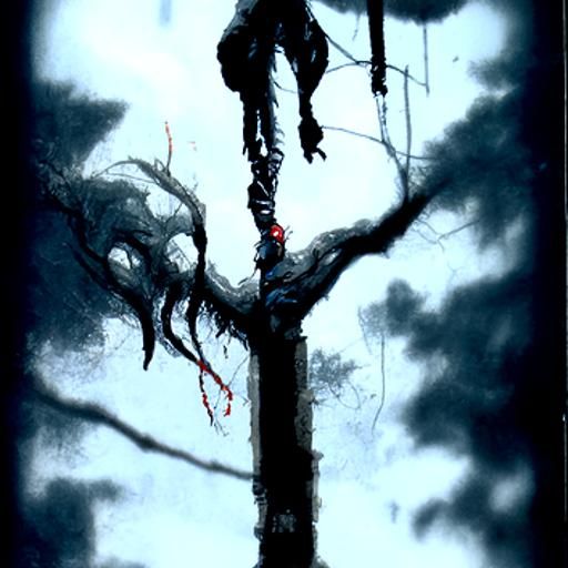 Sinister Hanging Figure in Dark Fantasy Style