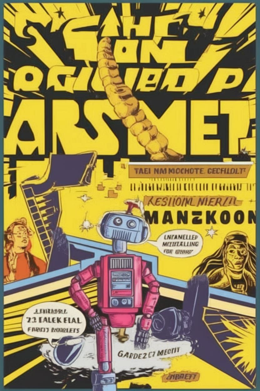 Cyberpunk Mecha Robot in Cosmic Chaos