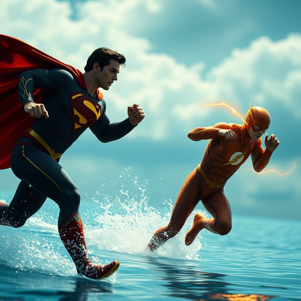 1917 Hercules Superman Races The Flash on Water