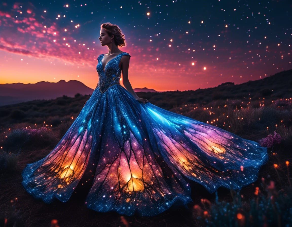 Dress Made of Light in Surreal Style