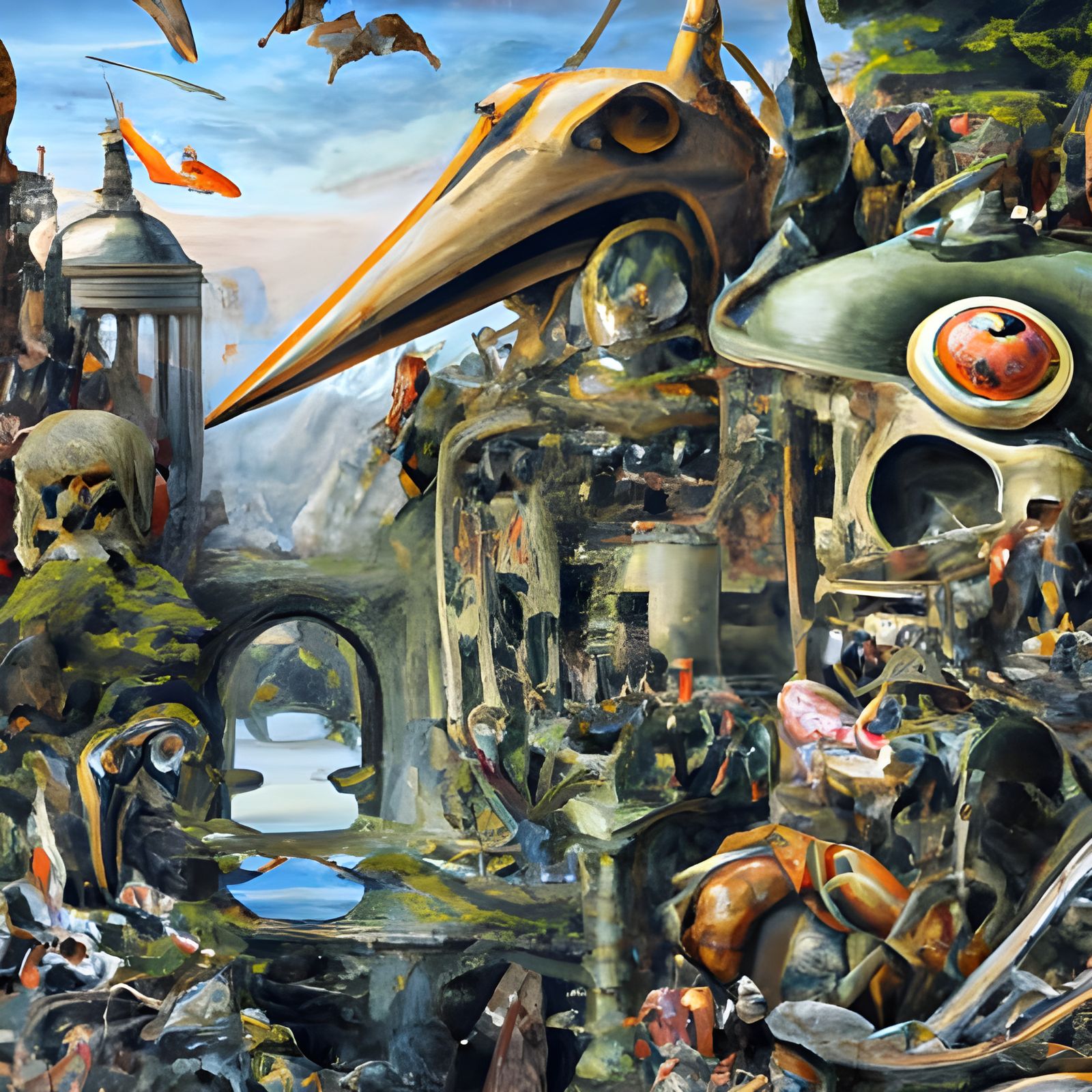 Surreal Monster Landscape in Dark Surrealist Style