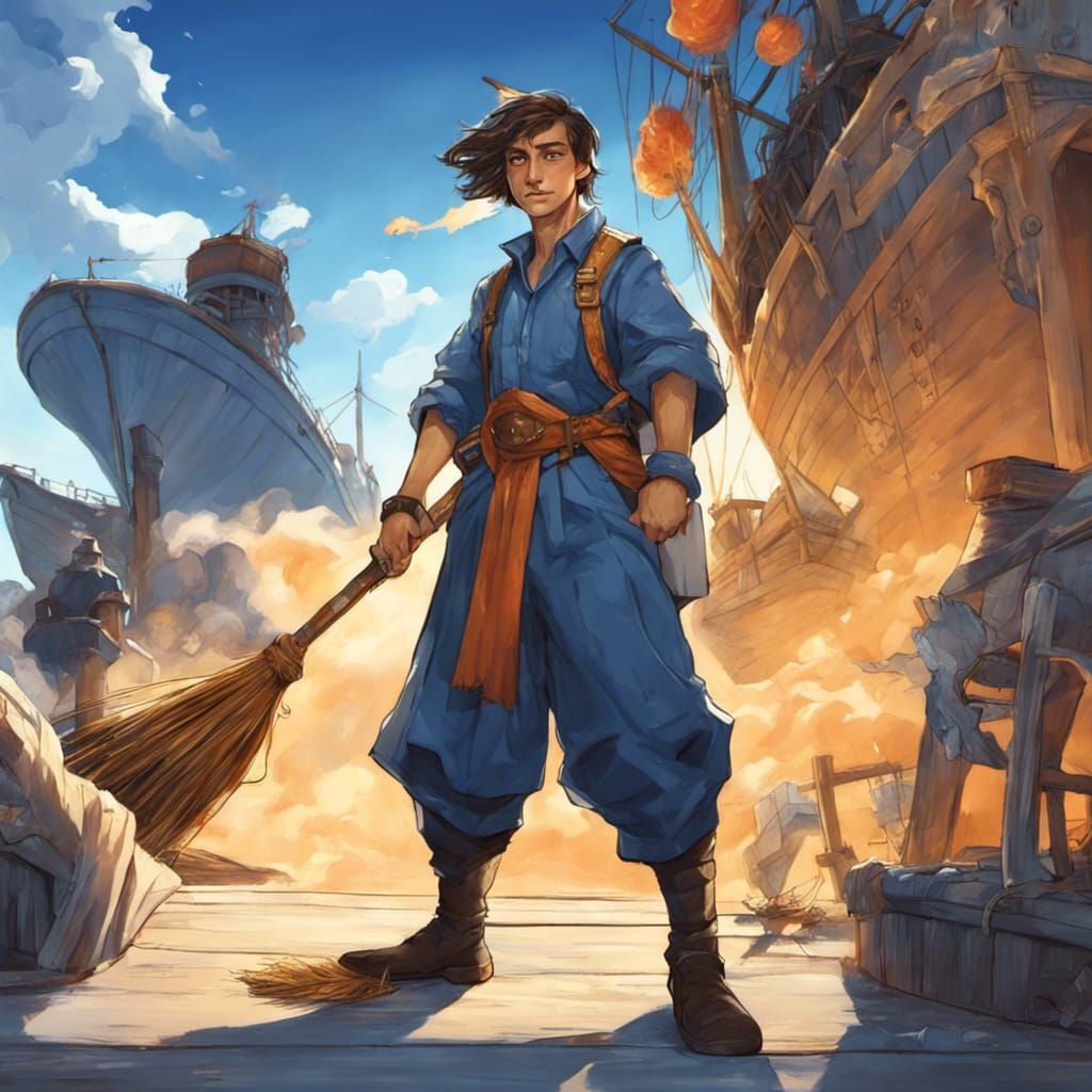 Young Janitor Portrait on Ship, Dungeons and Dragons Style