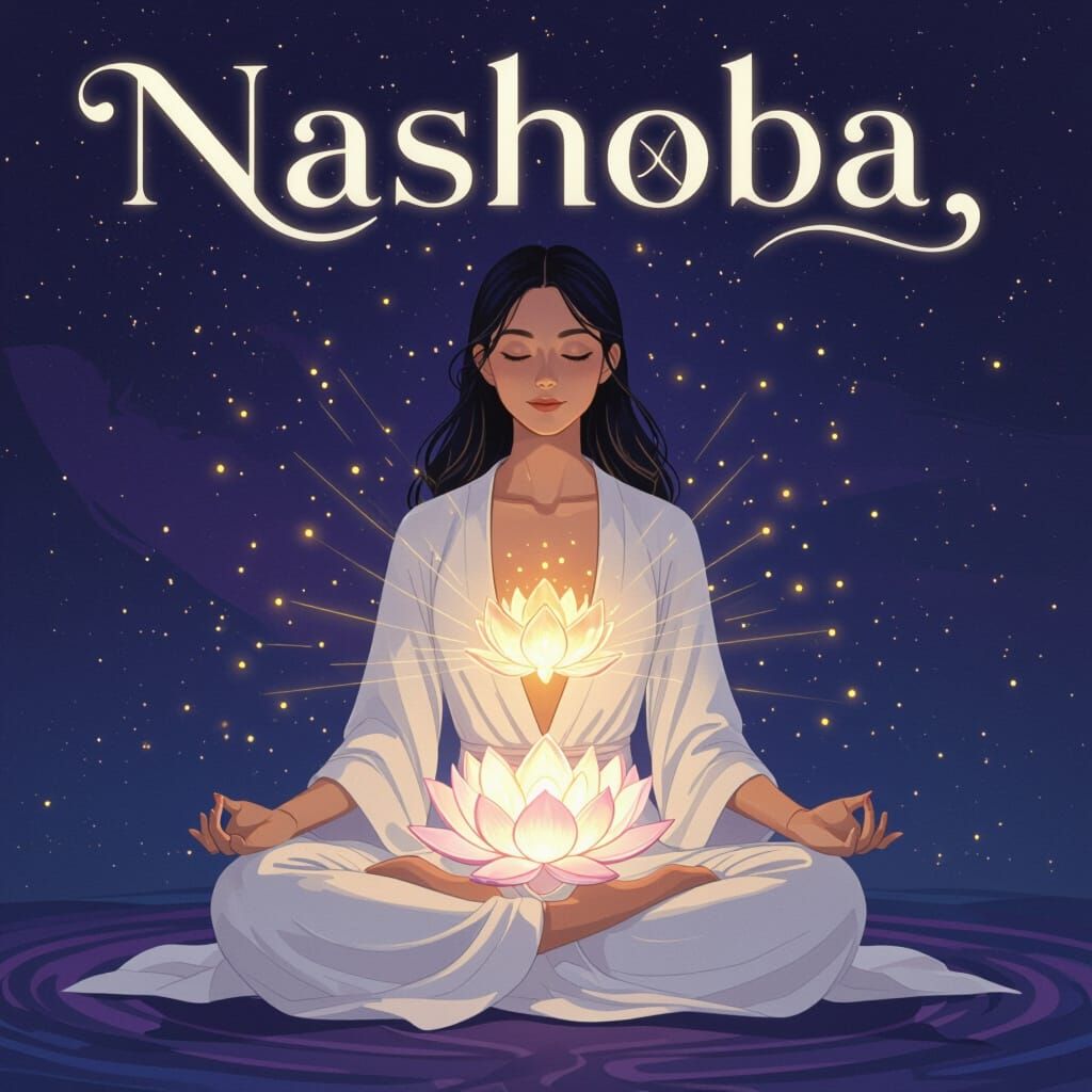 Meditating Woman with Lotus Flower in Digital Painting Style