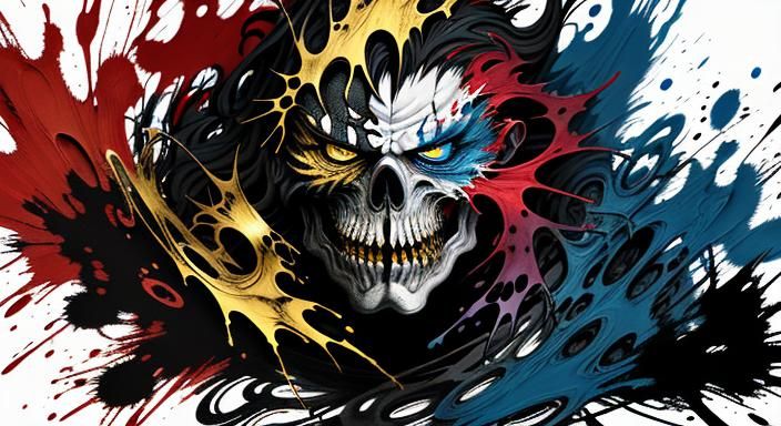 Scary Creature in Abstract Expressionist Ink Splatter