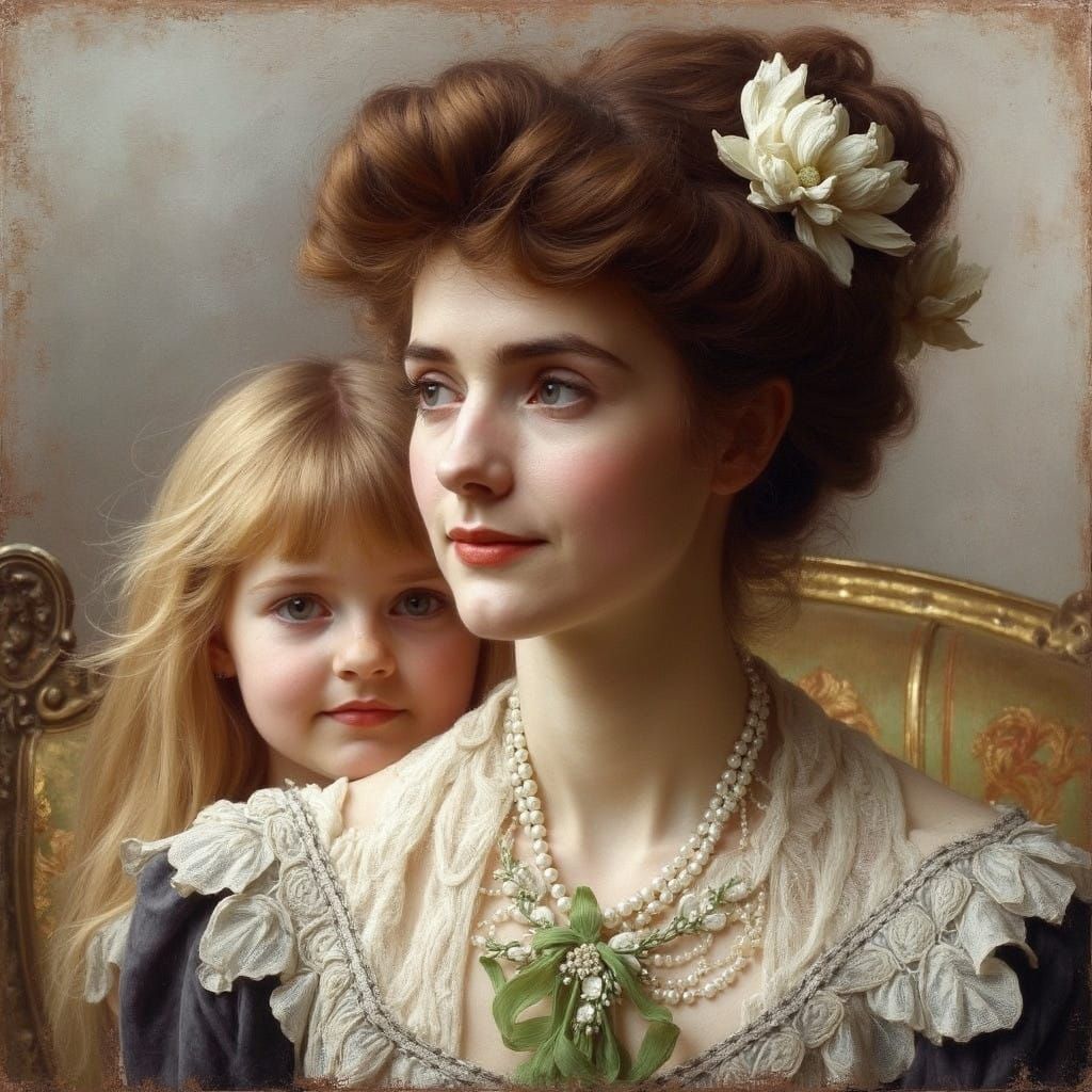 Lady in Elegant 19th Century Attire with Golden Lighting