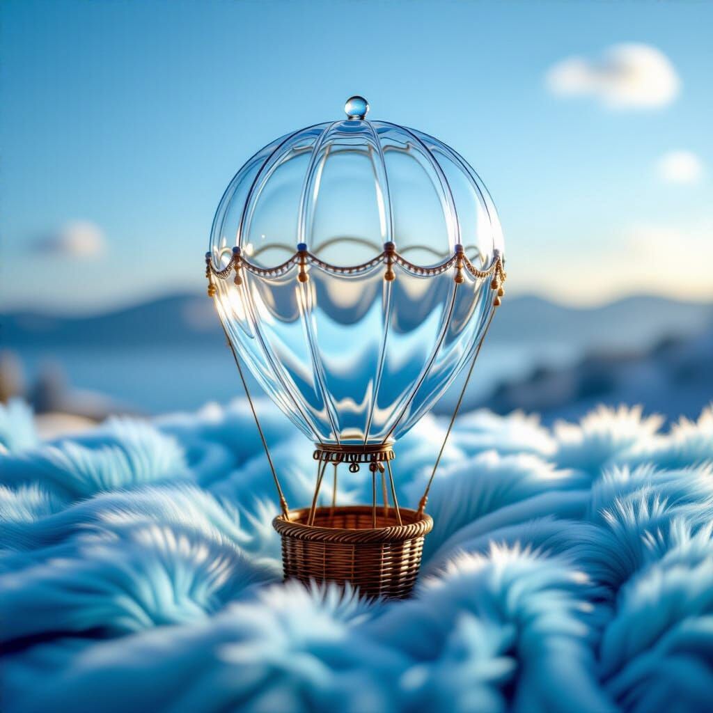 Abstract Glass Hot Air Balloon on Fur Throw