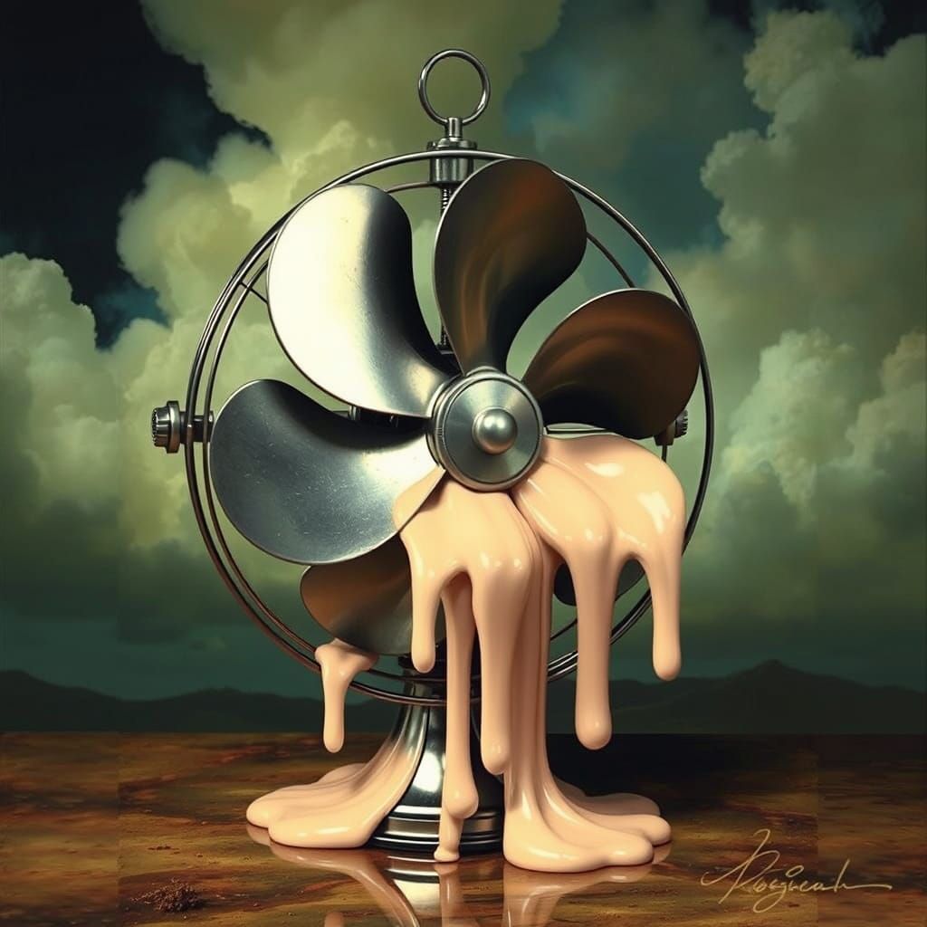 Surreal Melting Fan in Dreamlike Scene