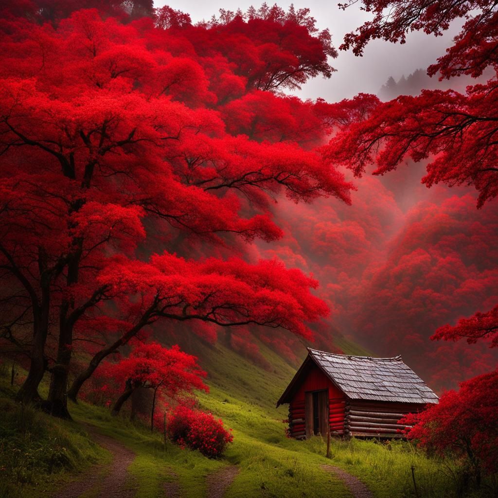 Red Landscape: An Airbrush Art Vision