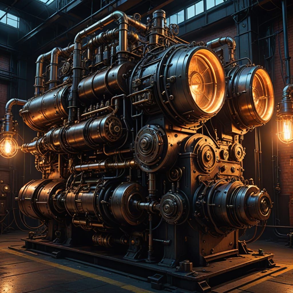 Retro-Futuristic Steam-Powered Engine in Disco Fever