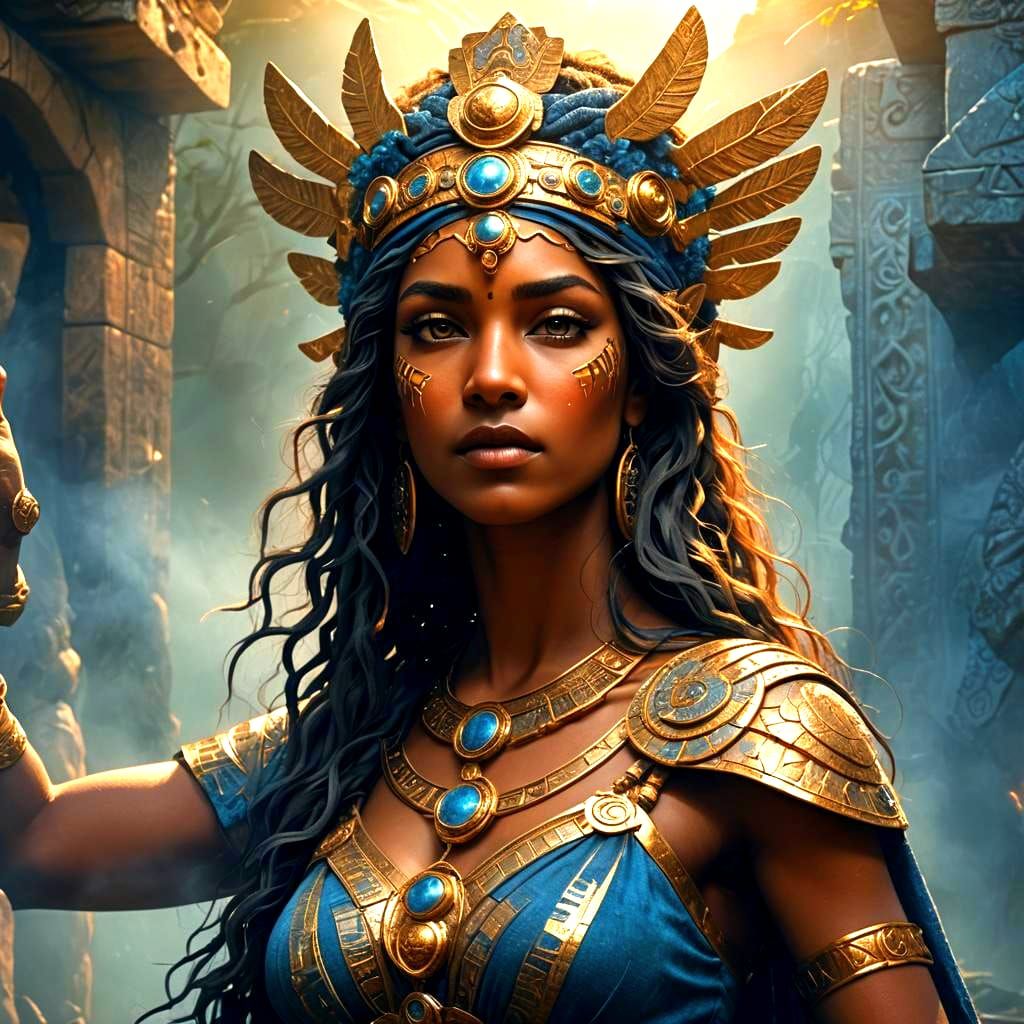 Egyptian Cat Goddess in Spaceship, Fantasy Art